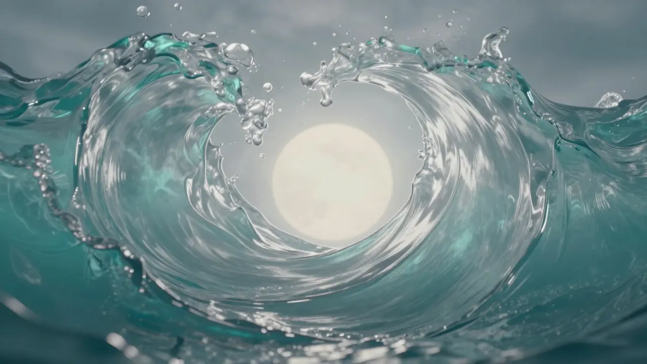 Abstraktní vodní vlny v modrých tónech symbolizující emoční uvolnění.