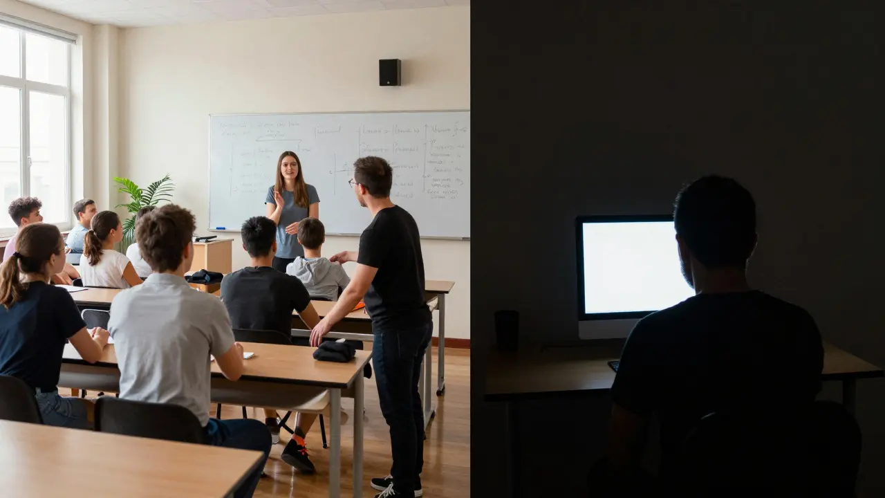 Kontrast mezi prezenční výukou a izolovaným online studiem