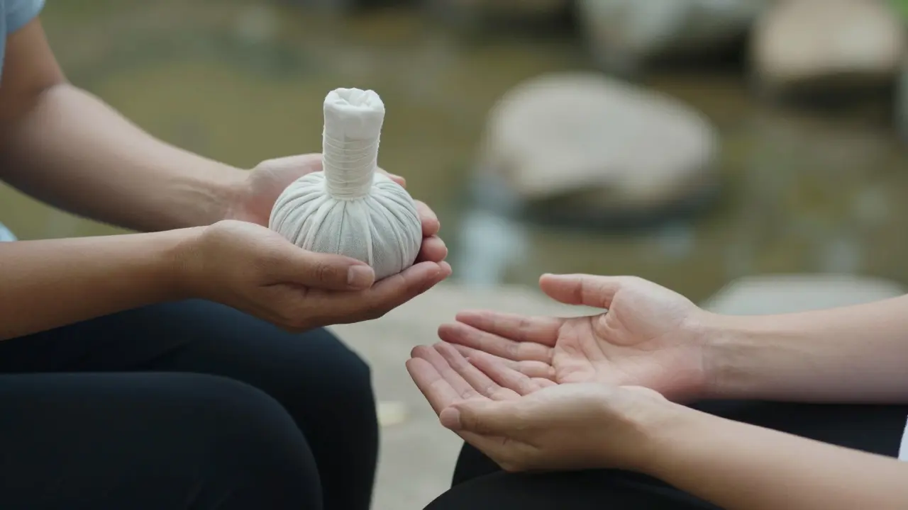 Symbolická scéna důvěry a přijímání při terapeutickém doteku